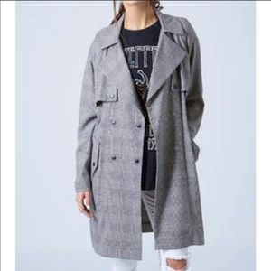 Topshop Check Trench Coat